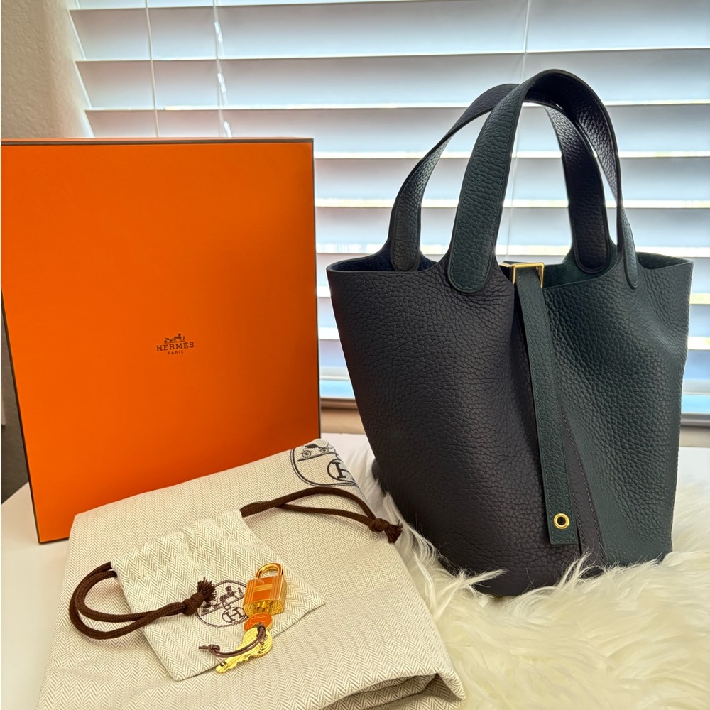 Brand new in box Hermes Picotin 18 Tri color rare! Leather Bag